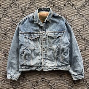Vintage‎ GWG Jacket Men's Large Blue Denim 1980s Lined Western Wear Distressed
